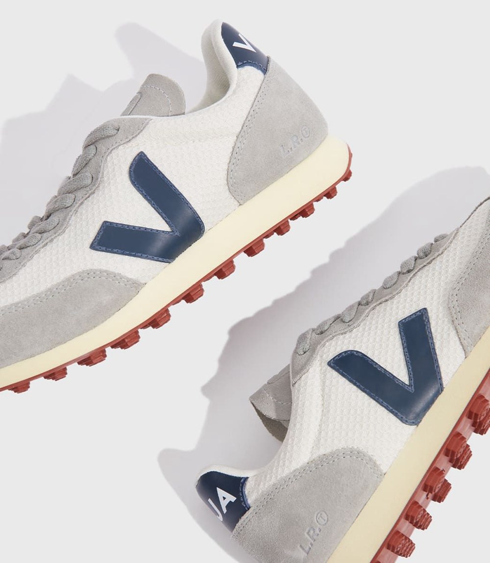 Veja Trainers Mens Grey/White/Blue - Rio Branco Hexamesh Gravel - CTSG-09265